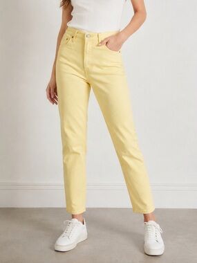 Levi's 501 Original High Rise Cropped Jeans in Natural Dyed Yellow Premium Sz 25